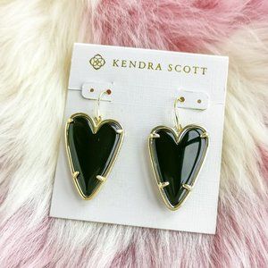 Gold Ansley Heart Black Obsidian Drop Earrings